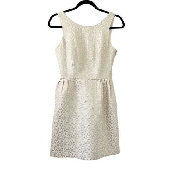 Anthropologie Erin Fetherston Cream Gold Bow Back Dress - Picture 3 of 14